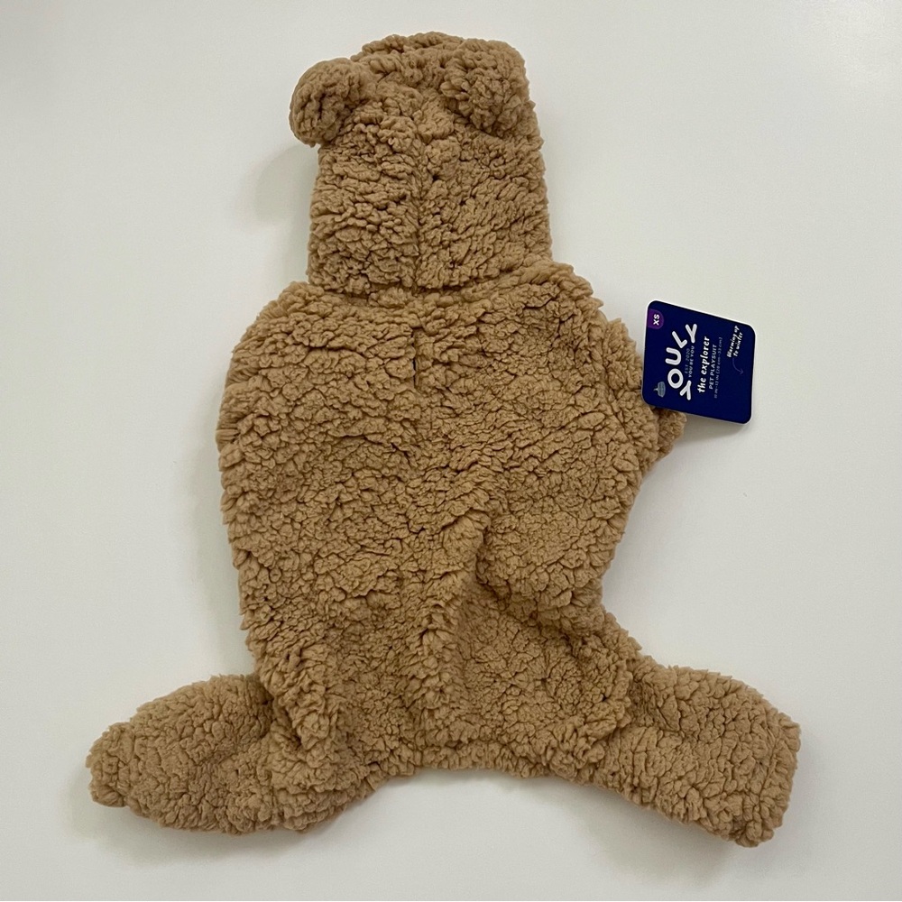Youly Teddy Bear Fuzzy Pet Playsuit - Tan